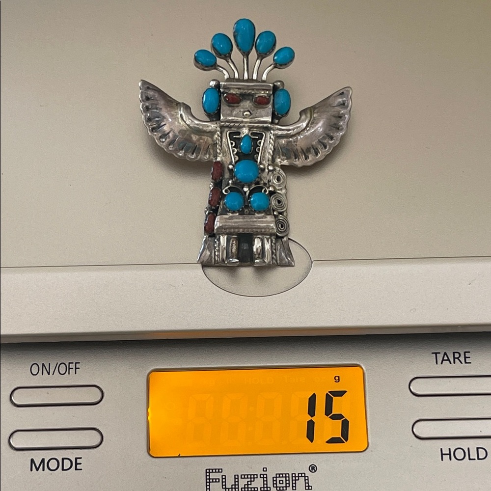 native American sterling Silver and Turquoise Kachina pendant - Picture 10 of 10